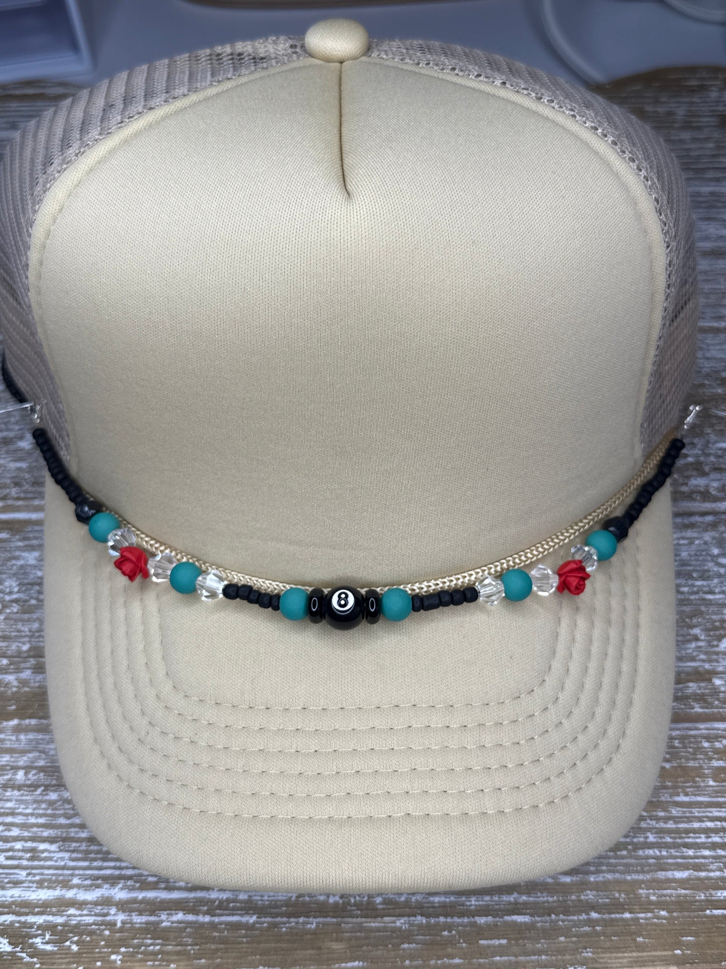 Custom 8 Ball and Rose Hat Chain