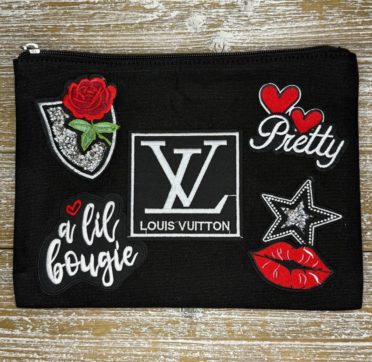 Blingy LV Canvas Zipper Pouch