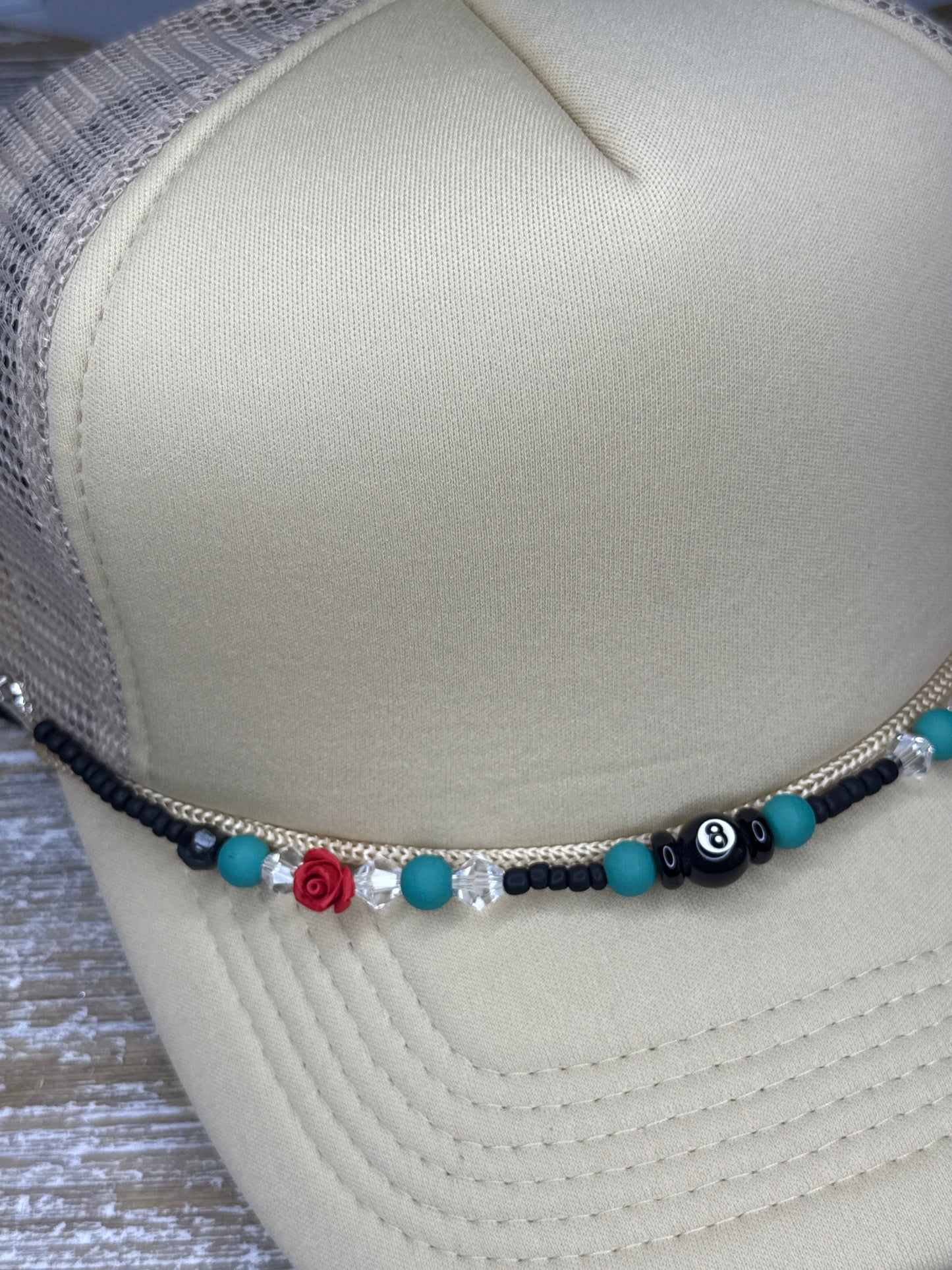 Custom 8 Ball and Rose Hat Chain