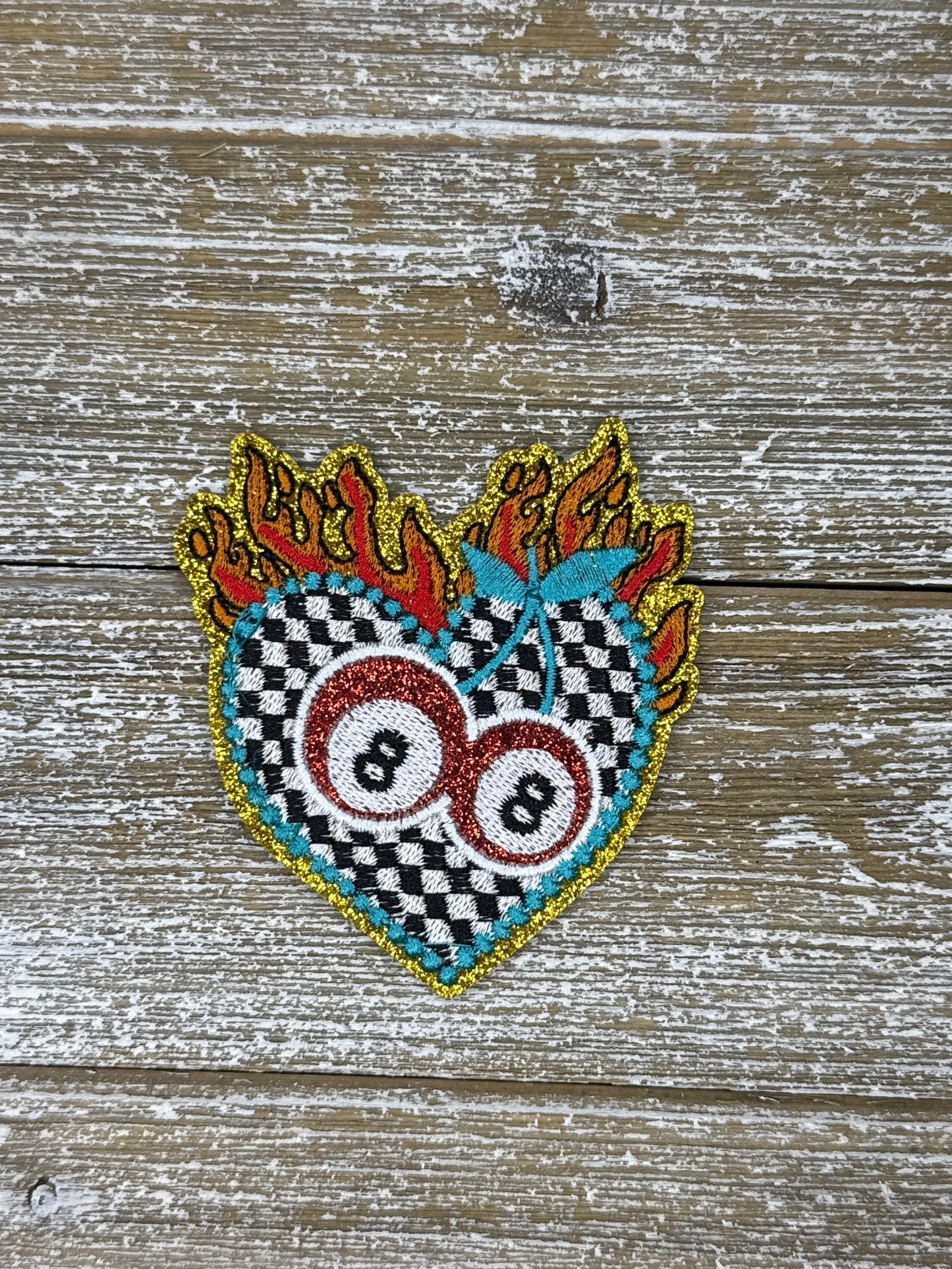 Glitter 8 Ball Flame Heart