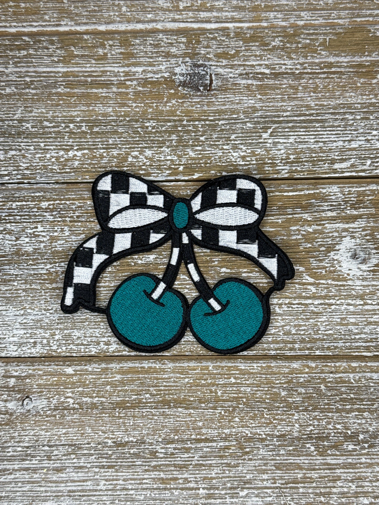 Checkered Dark Teal Cherries