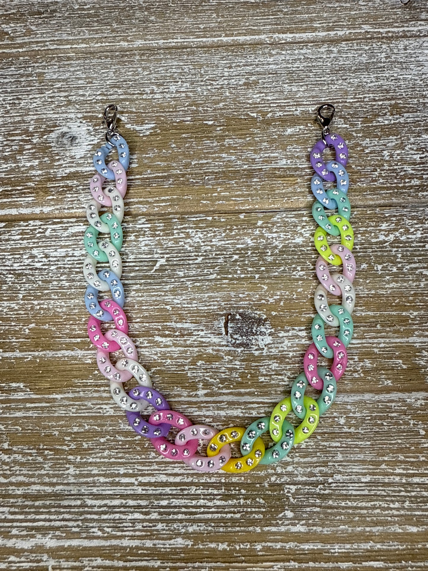 Multi-Color Rhinestone Link Hat Chain