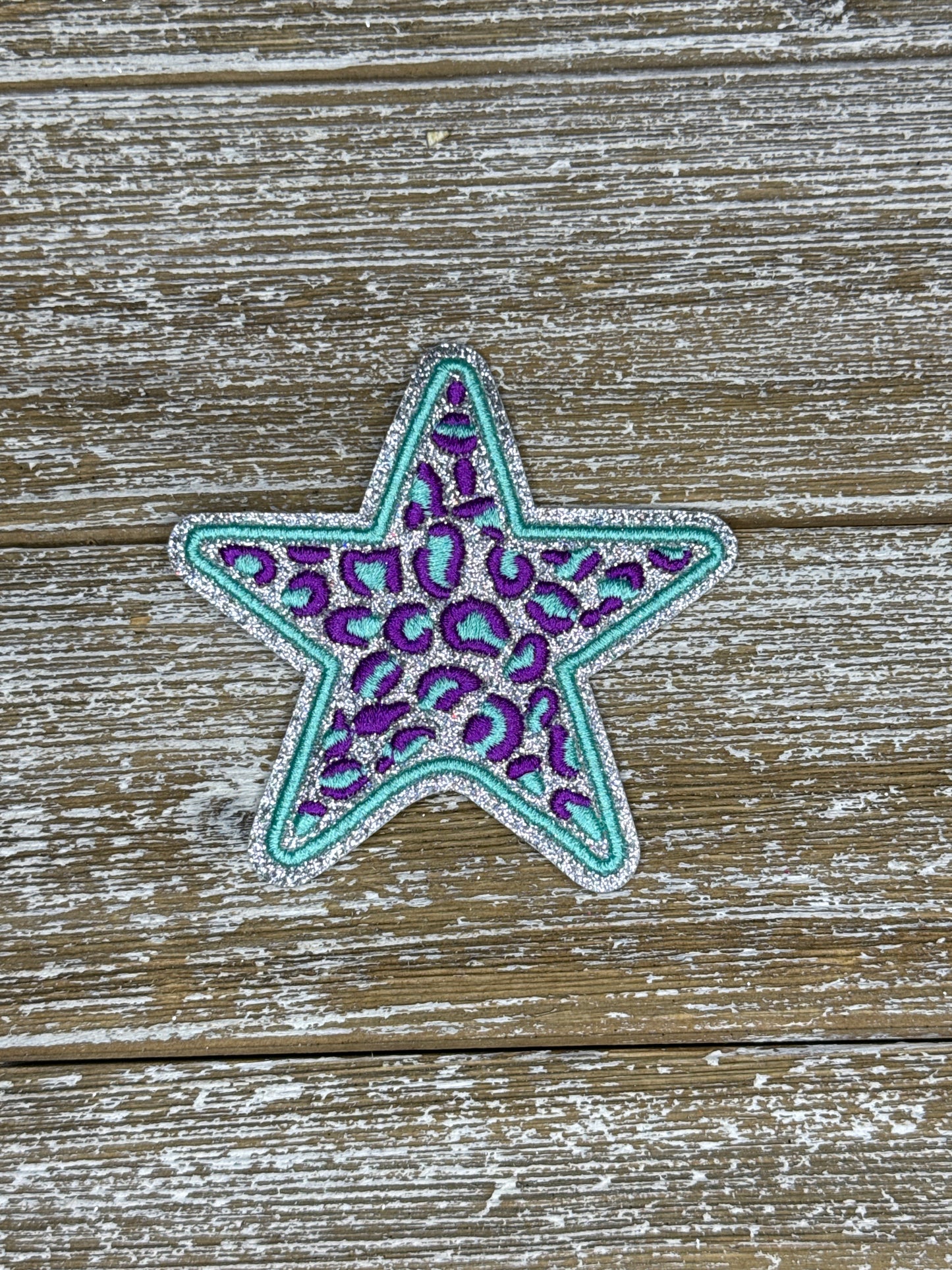 Silver Glitter Leopard Stars