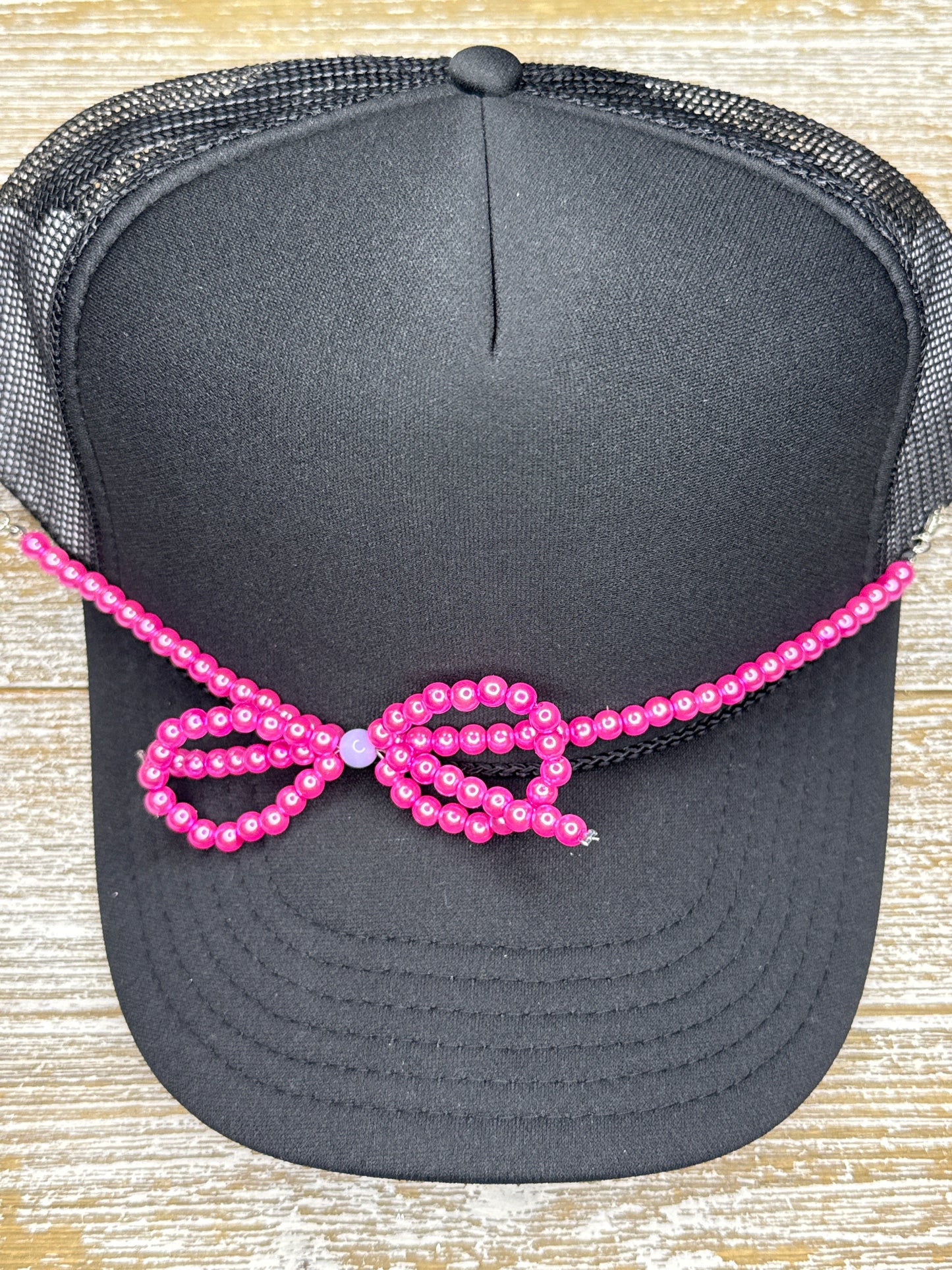 Hot Pink and Purple Bow Beaded Hat Chain