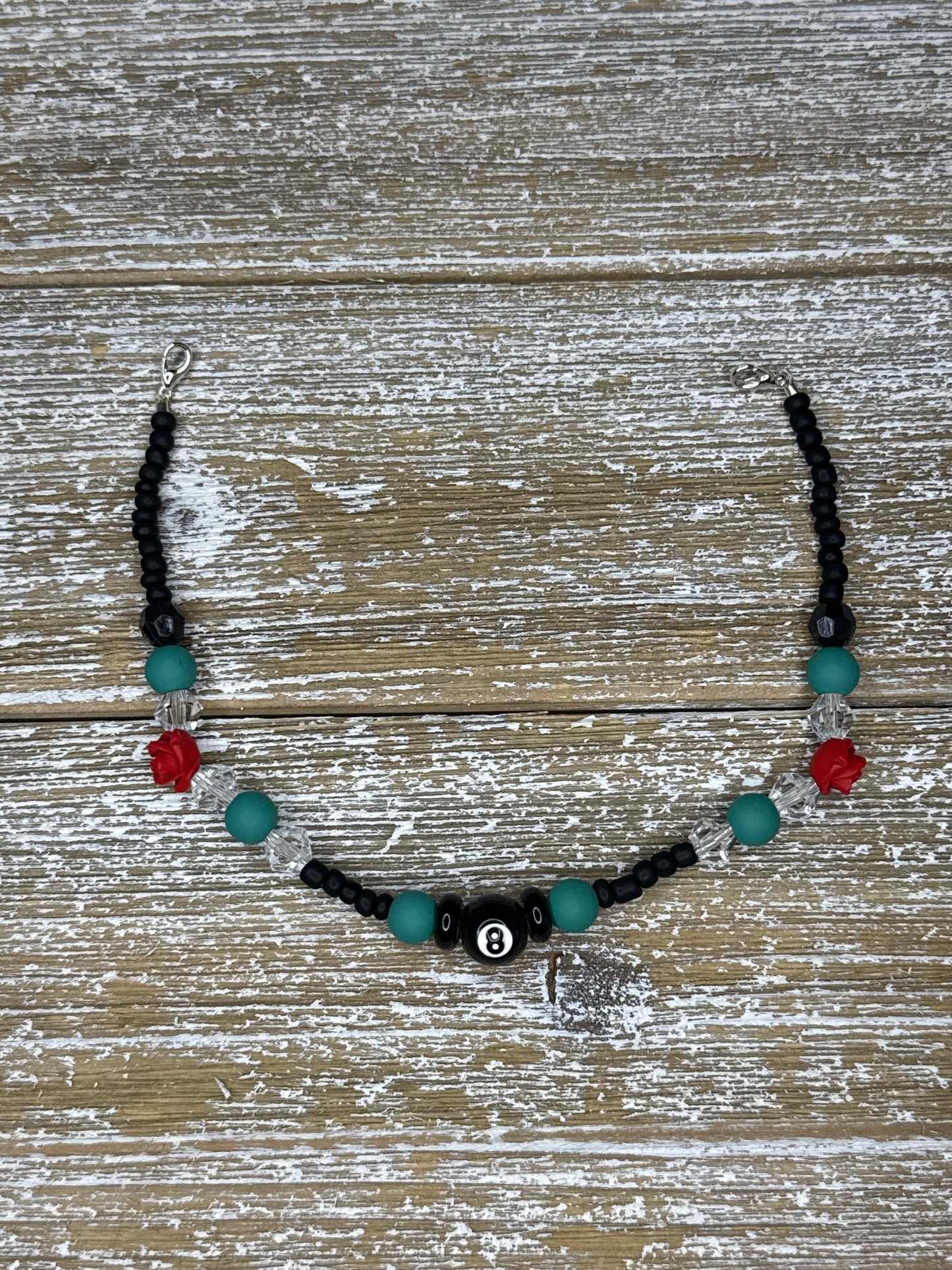Custom 8 Ball and Rose Hat Chain