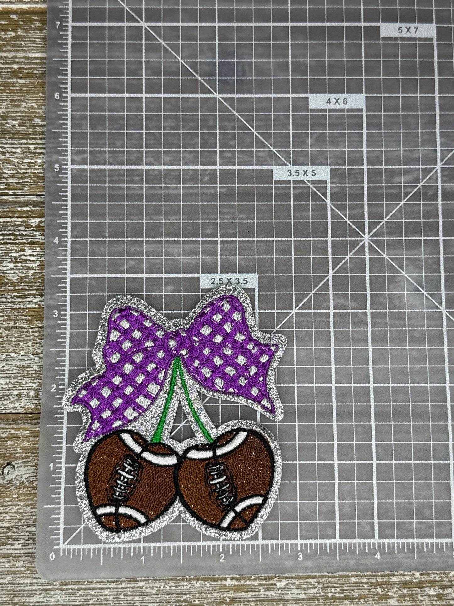 Silver Glitter Plaid Football Cherries