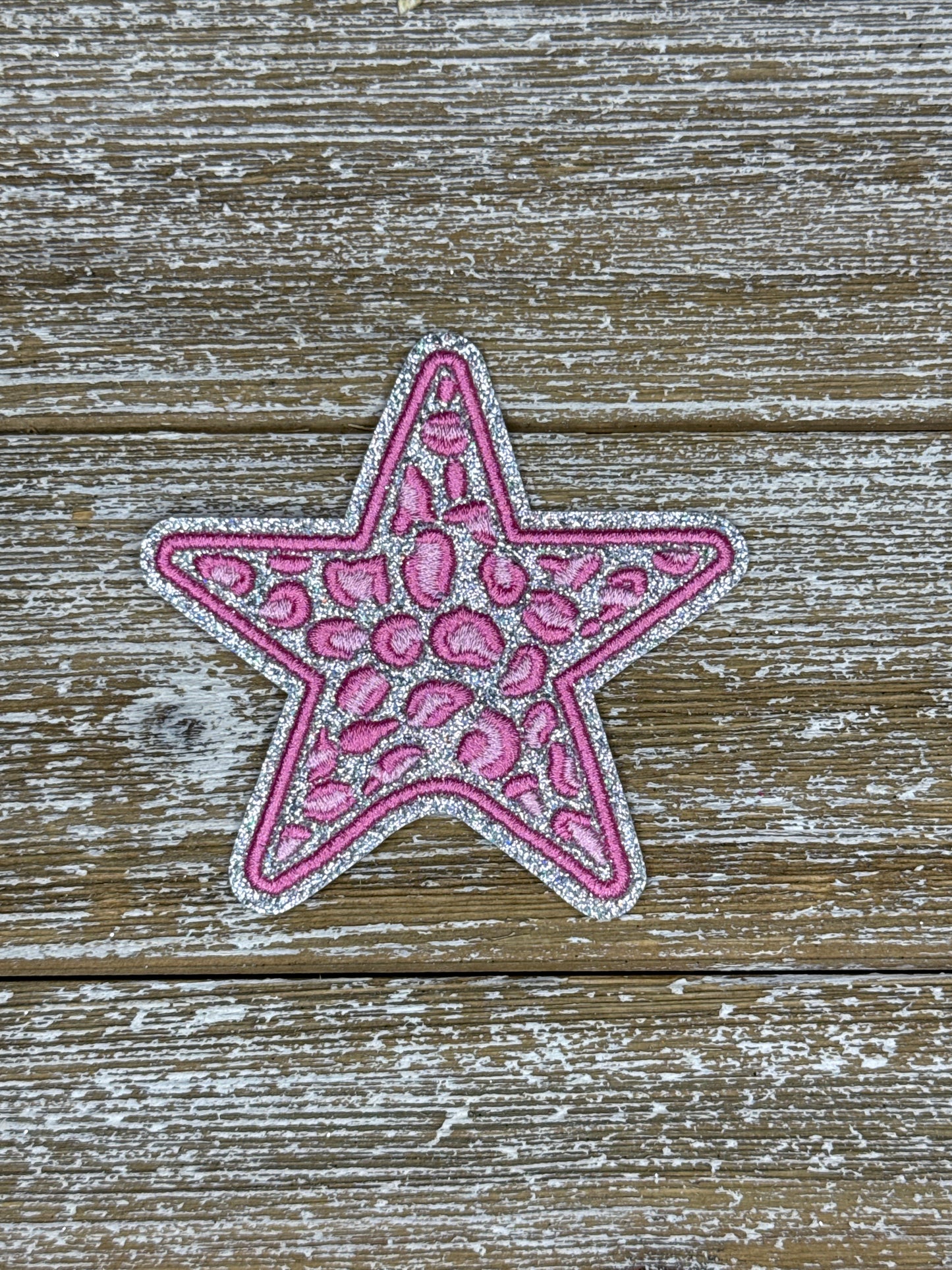 Silver Glitter Leopard Stars