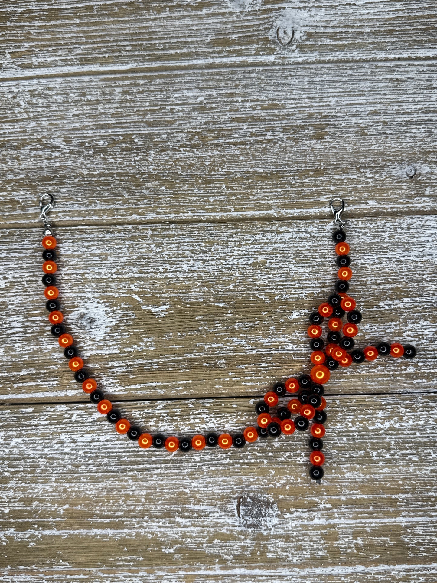 Orange/Black Pearl Bead Bow Hat Chain