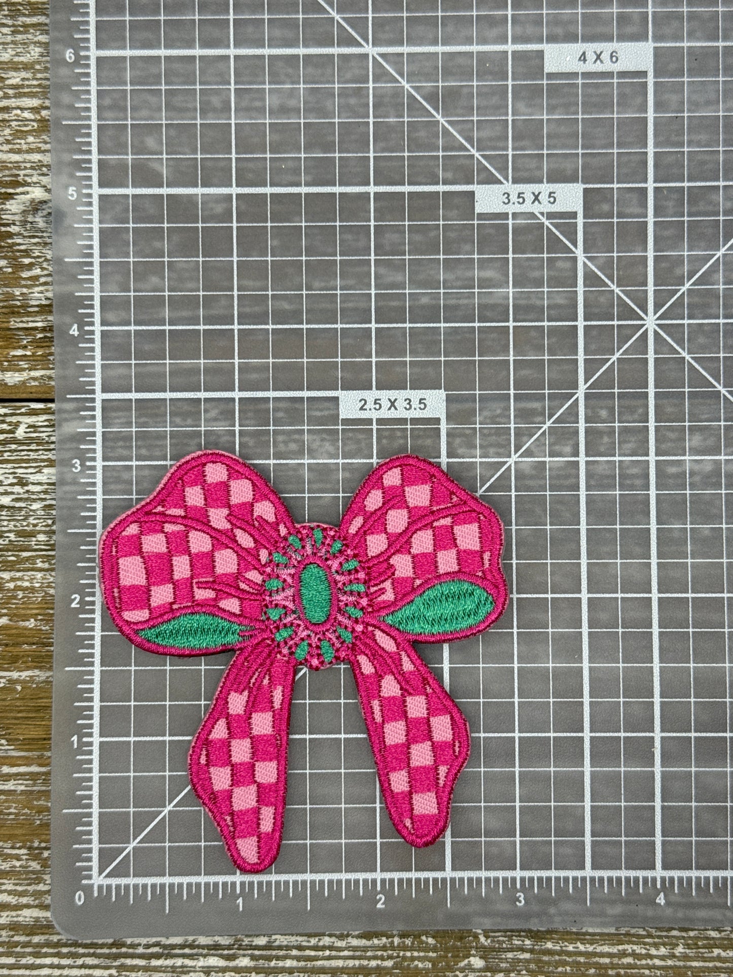 Pink/Teal Checkered Bow