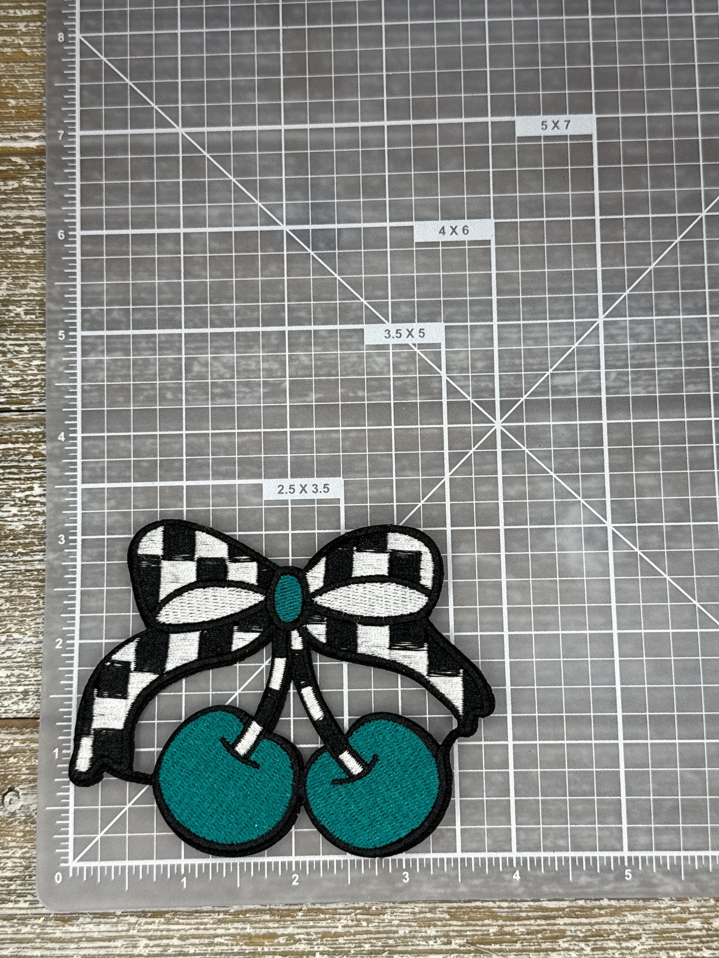 Checkered Dark Teal Cherries