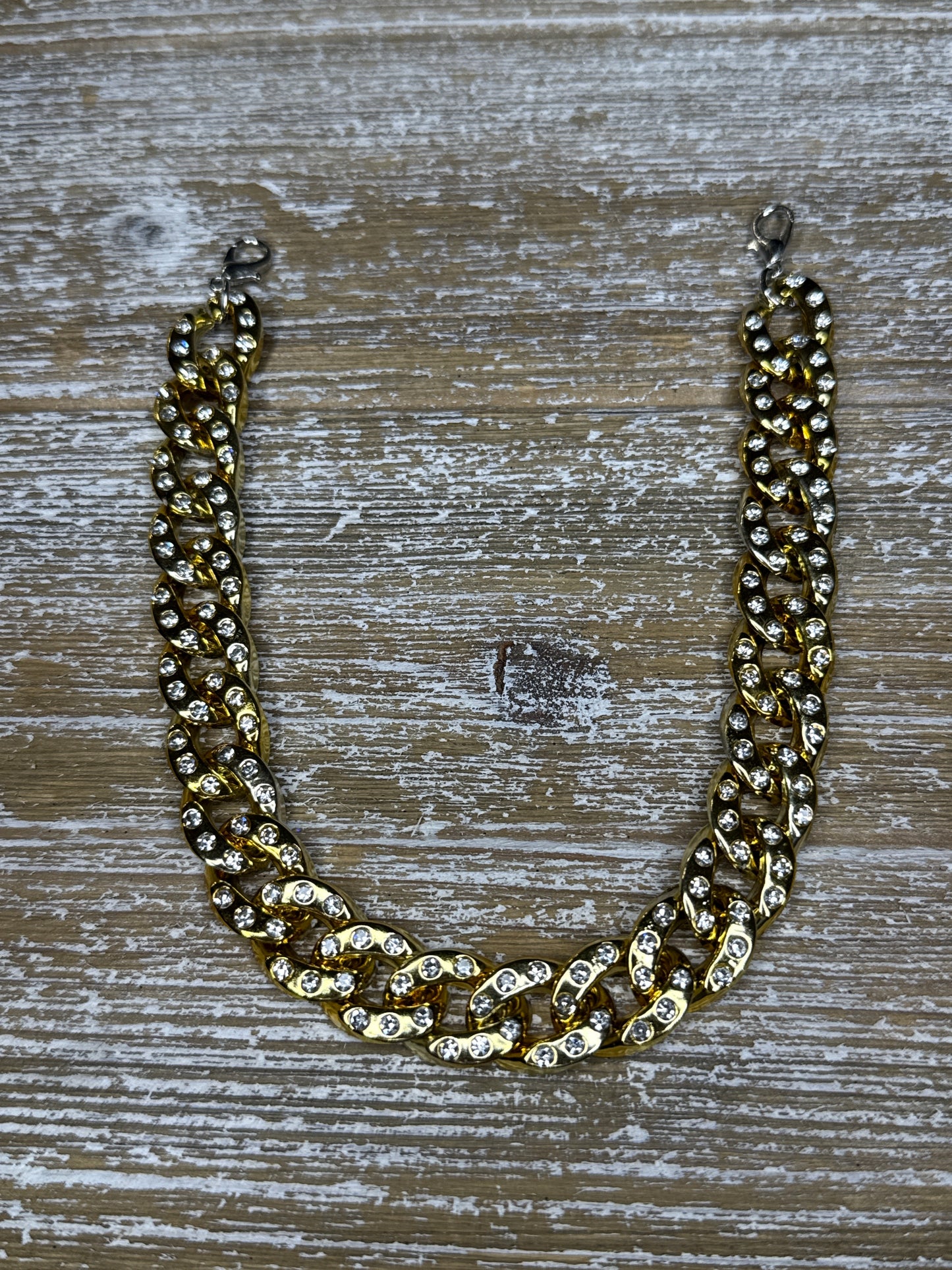 Metallic Gold Rhinestone Link Hat Chain