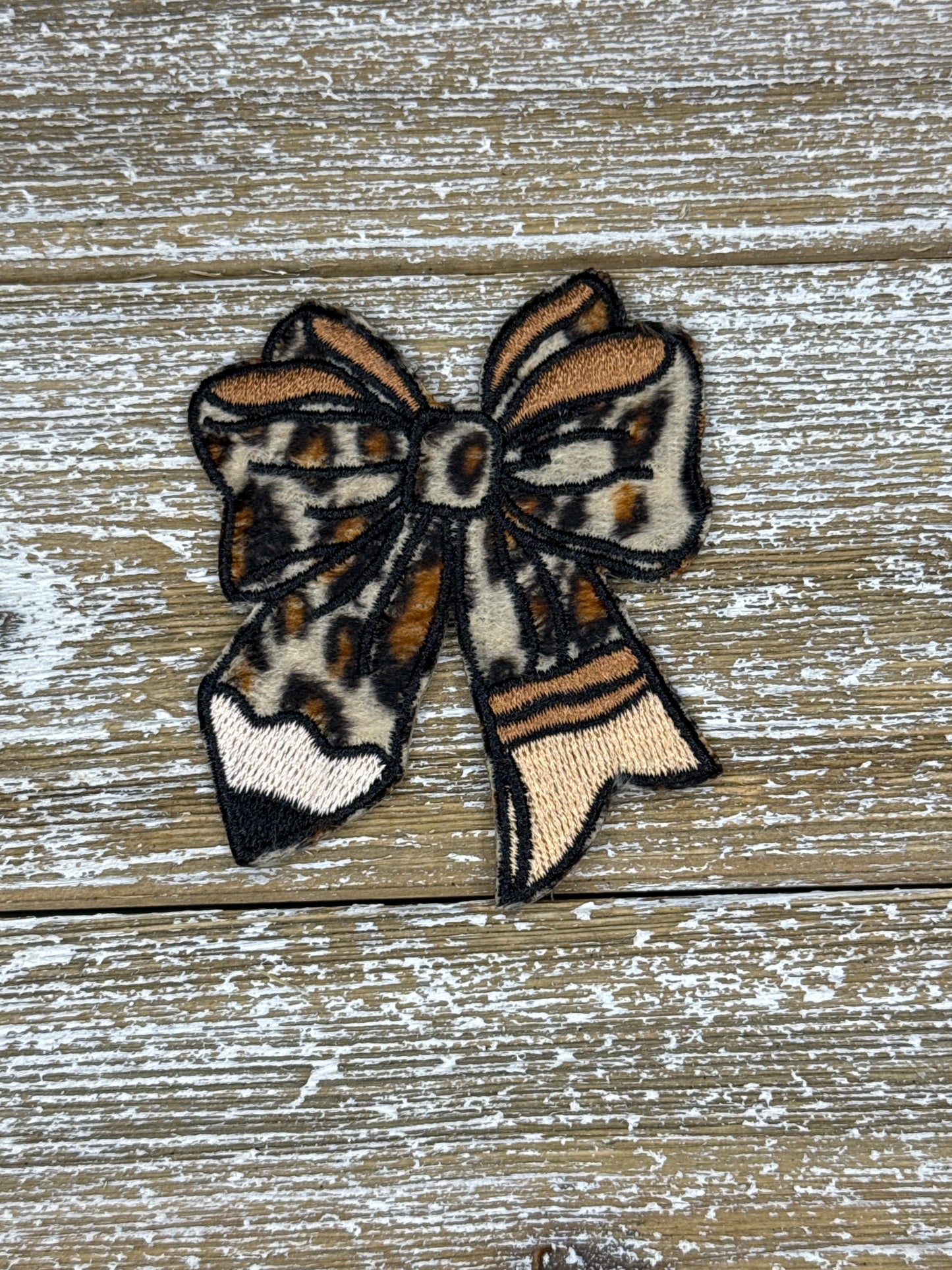 Fuzzy Leopard Pencil Bow