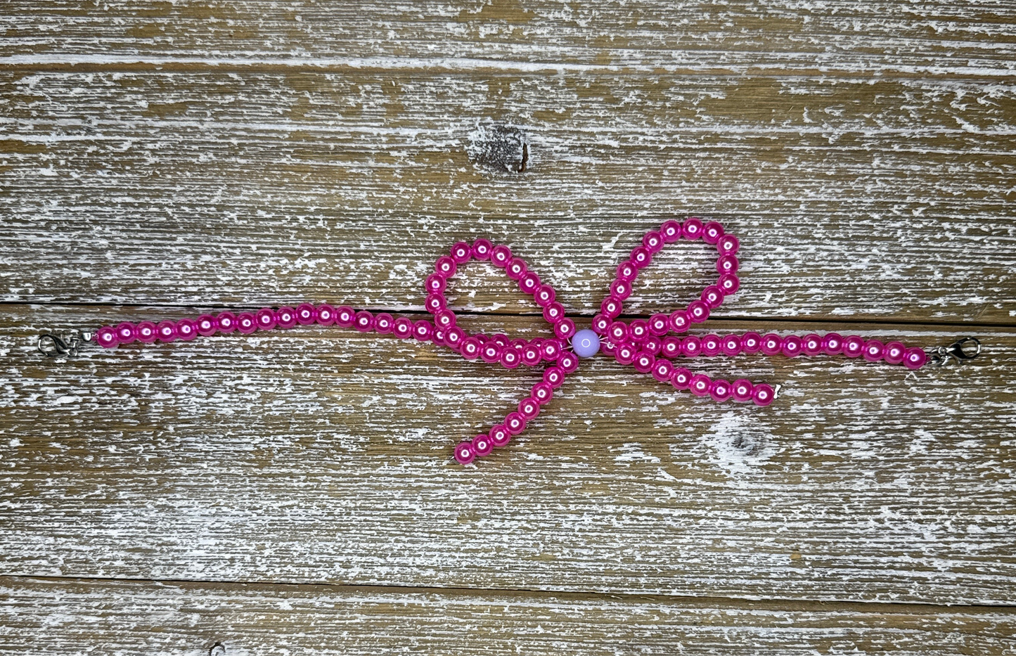 Hot Pink and Purple Bow Beaded Hat Chain