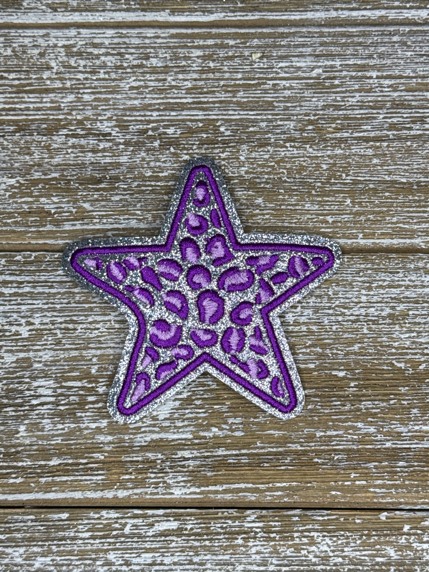 Silver Glitter Leopard Stars