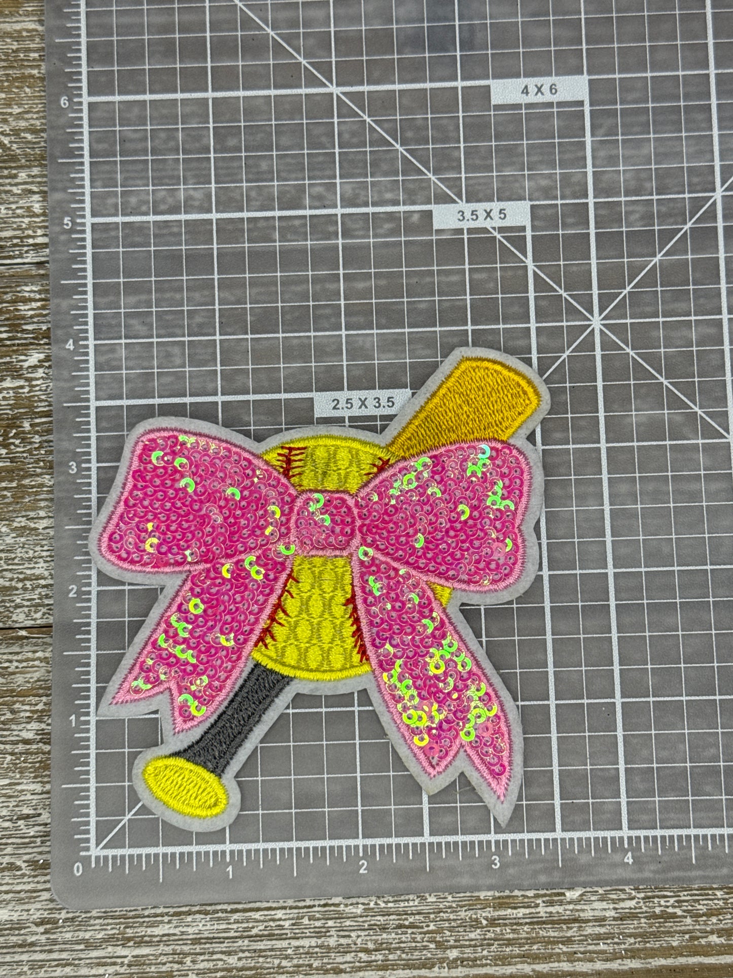 Softball With Pink Sequin Bow