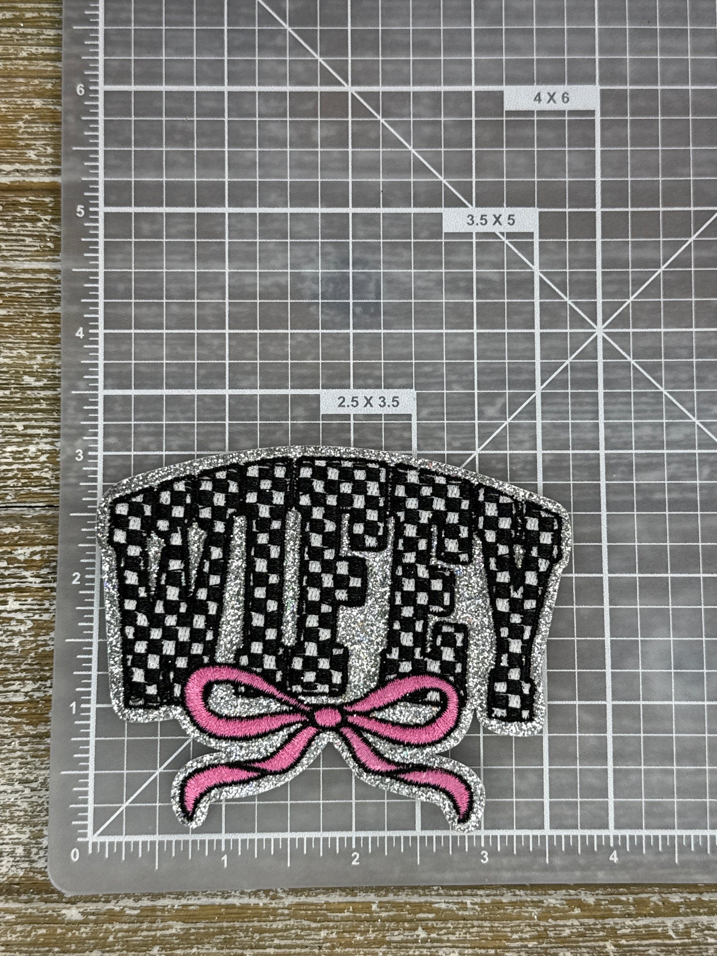 Silver Glitter Checkered Wifey