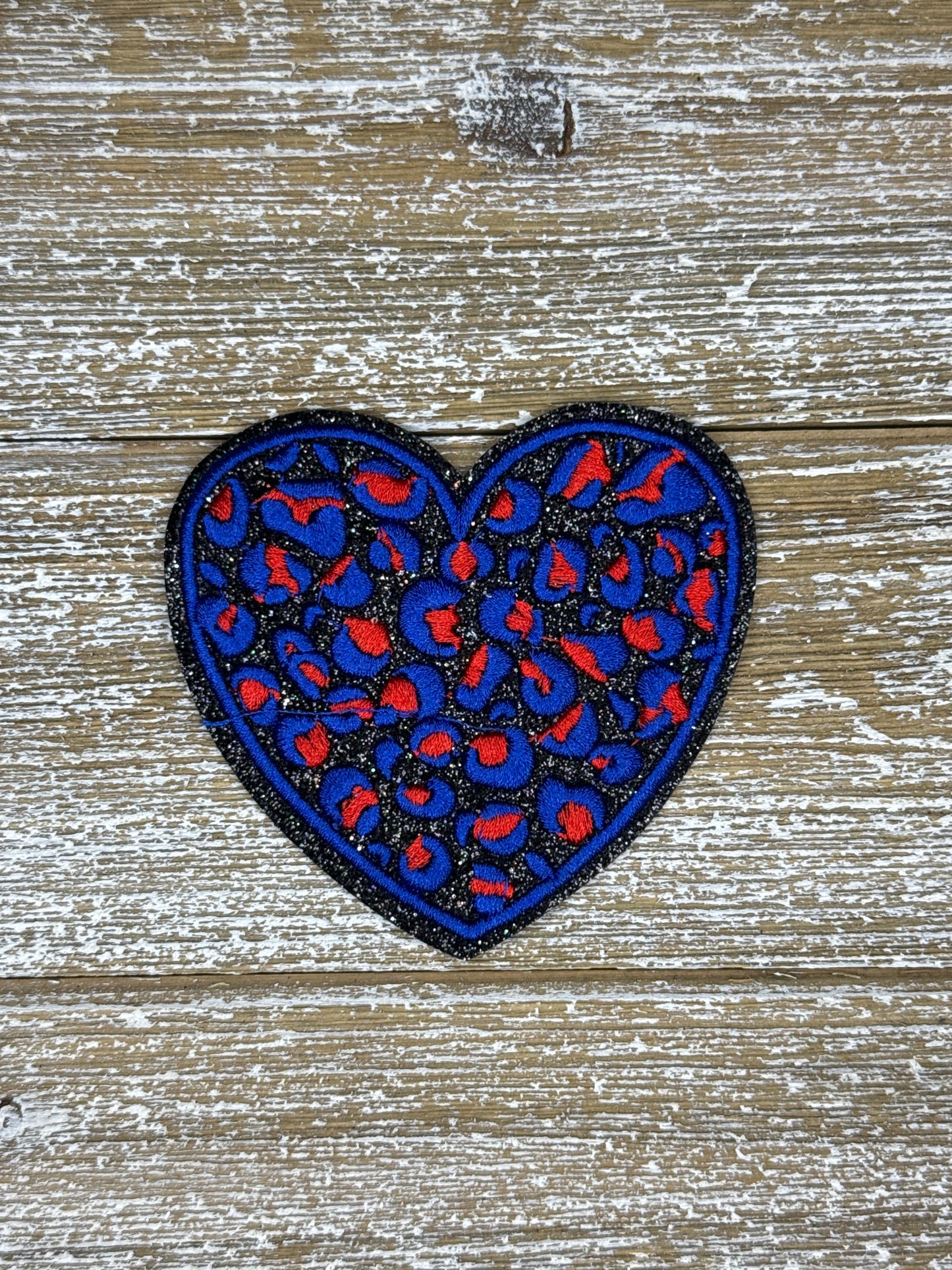 Black Glitter Leopard Heart