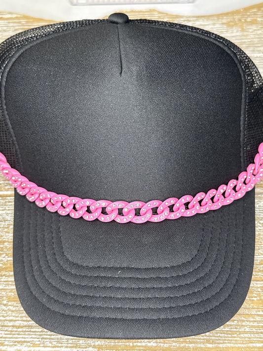 Hot Pink Rhinestone Link Hat Chain