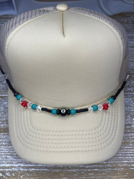 Custom 8 Ball and Rose Hat Chain