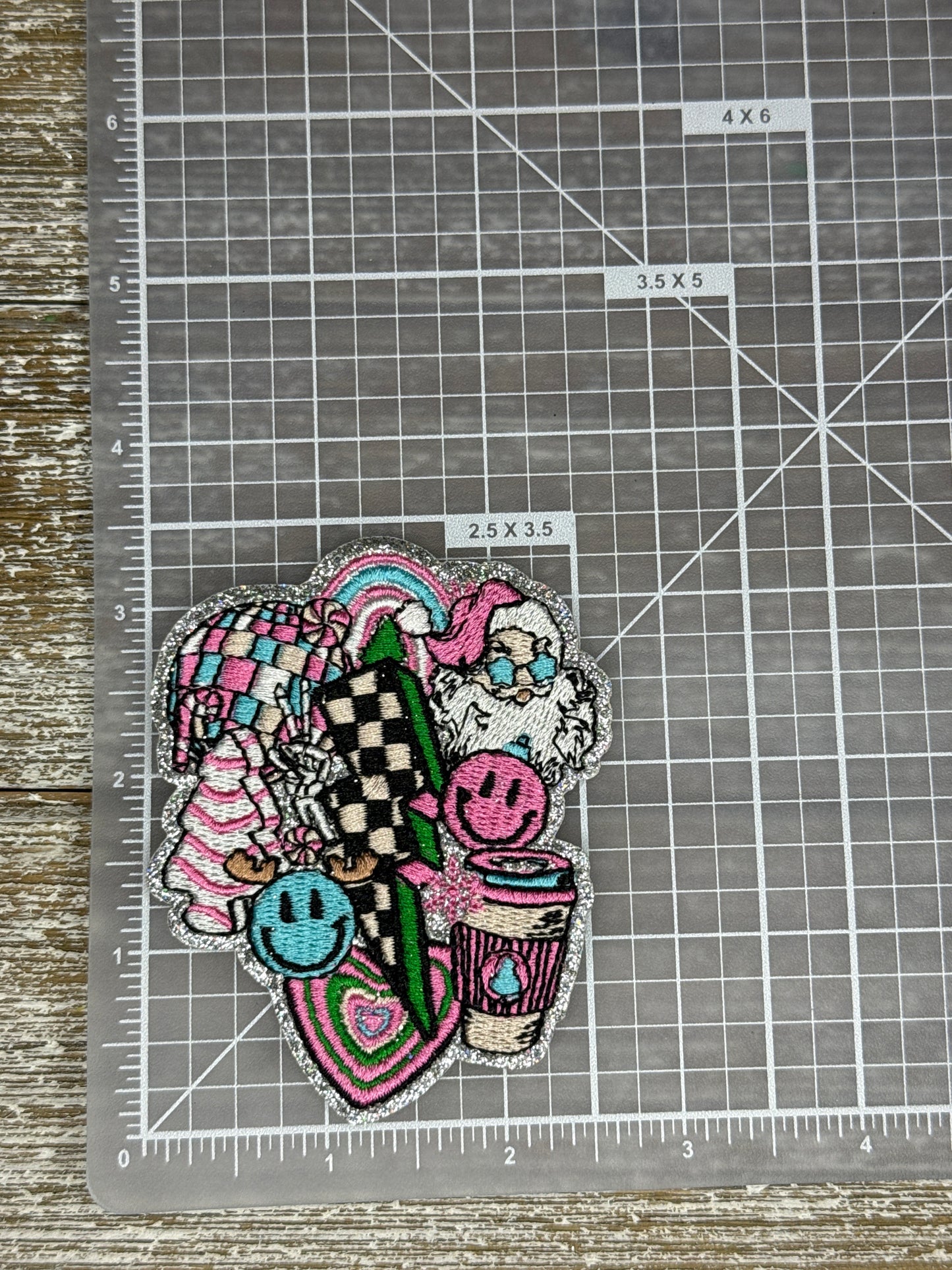 Silver Glitter Retro Christmas