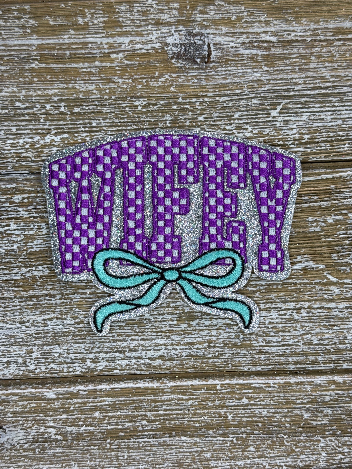 Silver Glitter Checkered Wifey