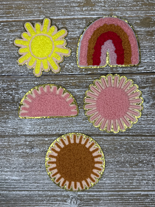5 pcs Fuzzy Boho Sun And Rainbow