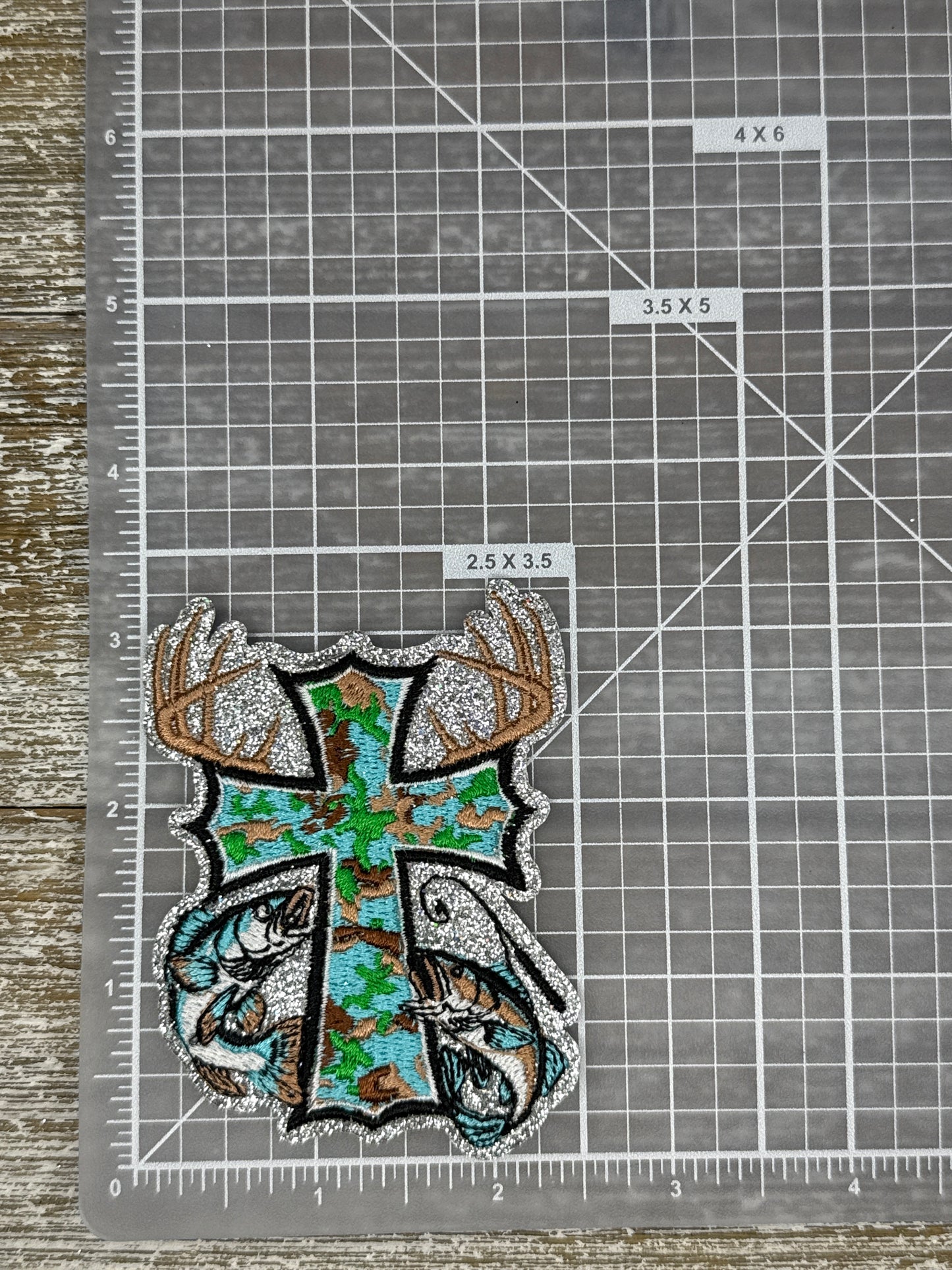 Silver Glitter Fishing Cross