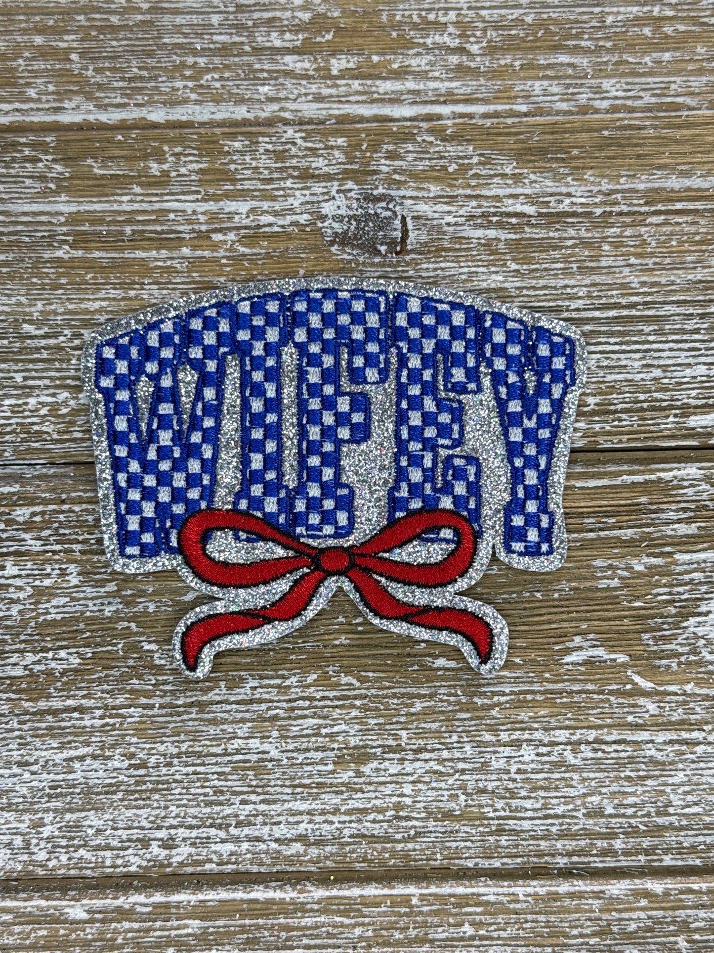 Silver Glitter Checkered Wifey