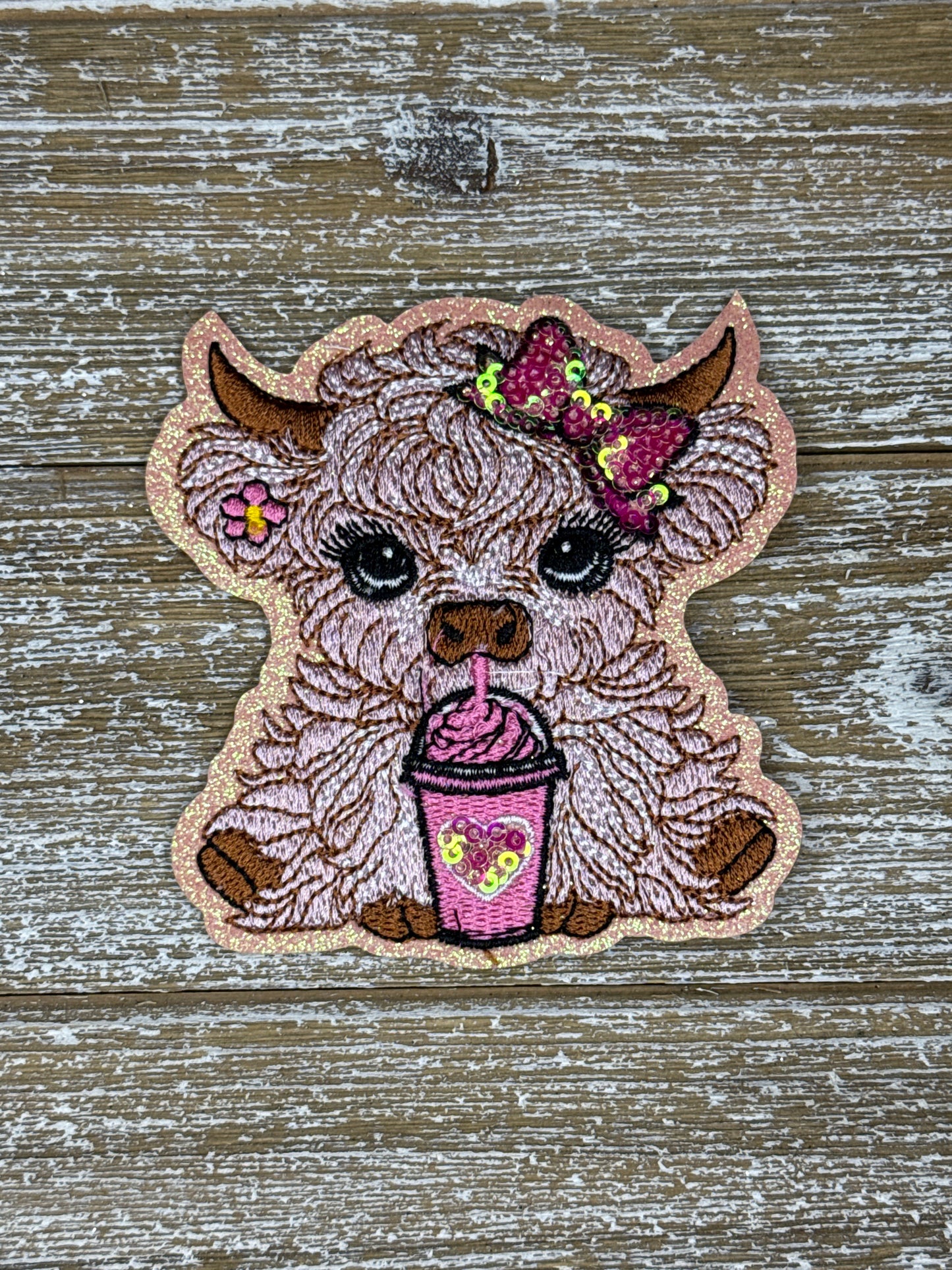 Cute Highland Cow Drinking Frappe