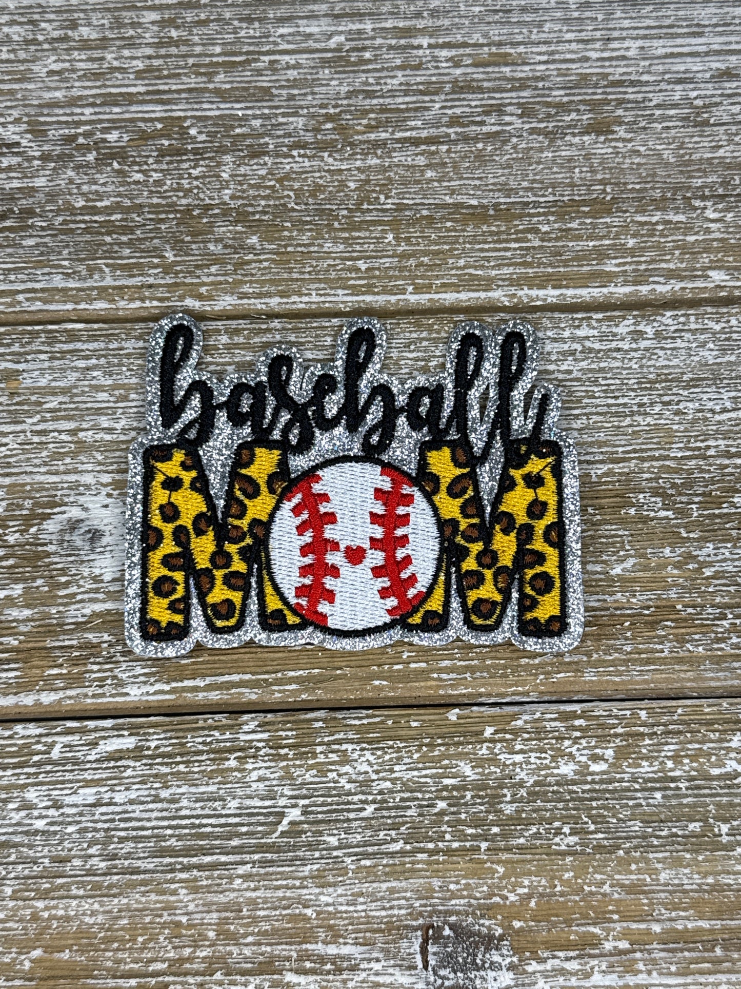 Silver Glitter Leopard Sports Mom