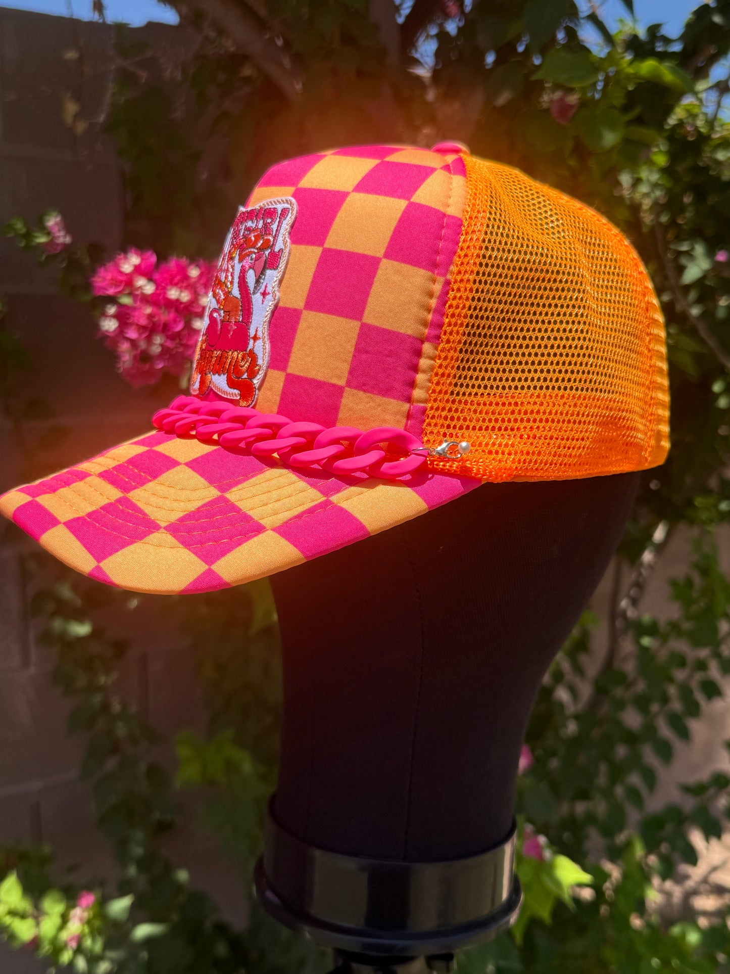 Checkered Cowgirl Summer Patch Hat
