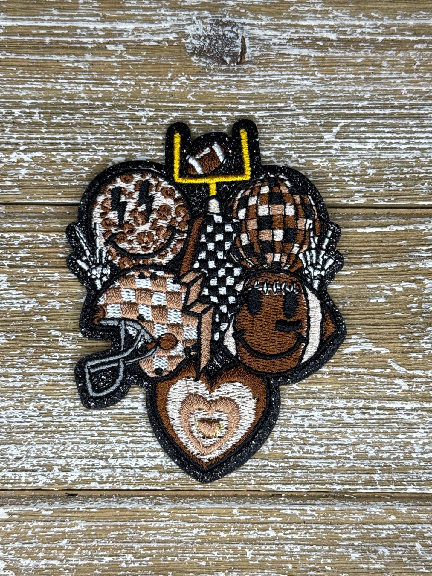 Black Glitter Retro Football