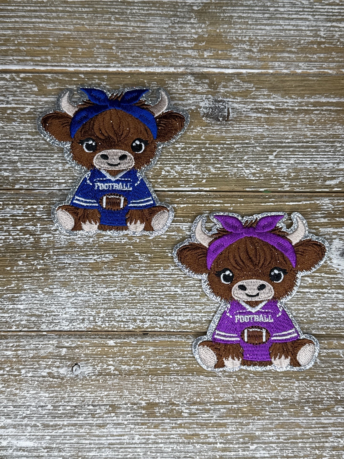 Silver Glitter Football Highland Cow