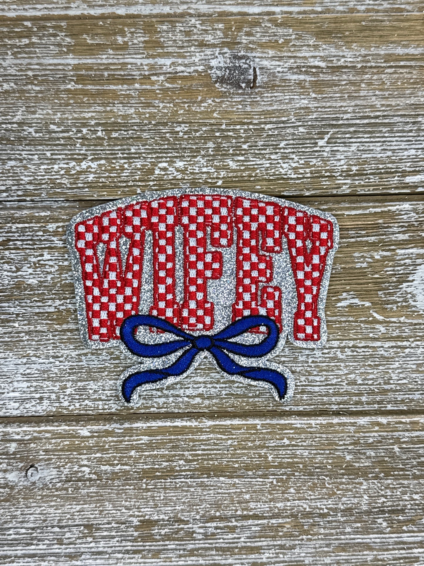 Silver Glitter Checkered Wifey