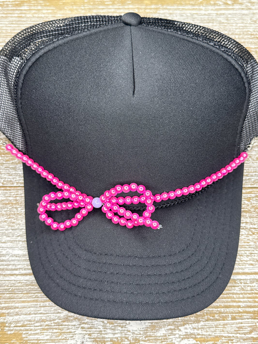 Hot Pink and Purple Bow Beaded Hat Chain