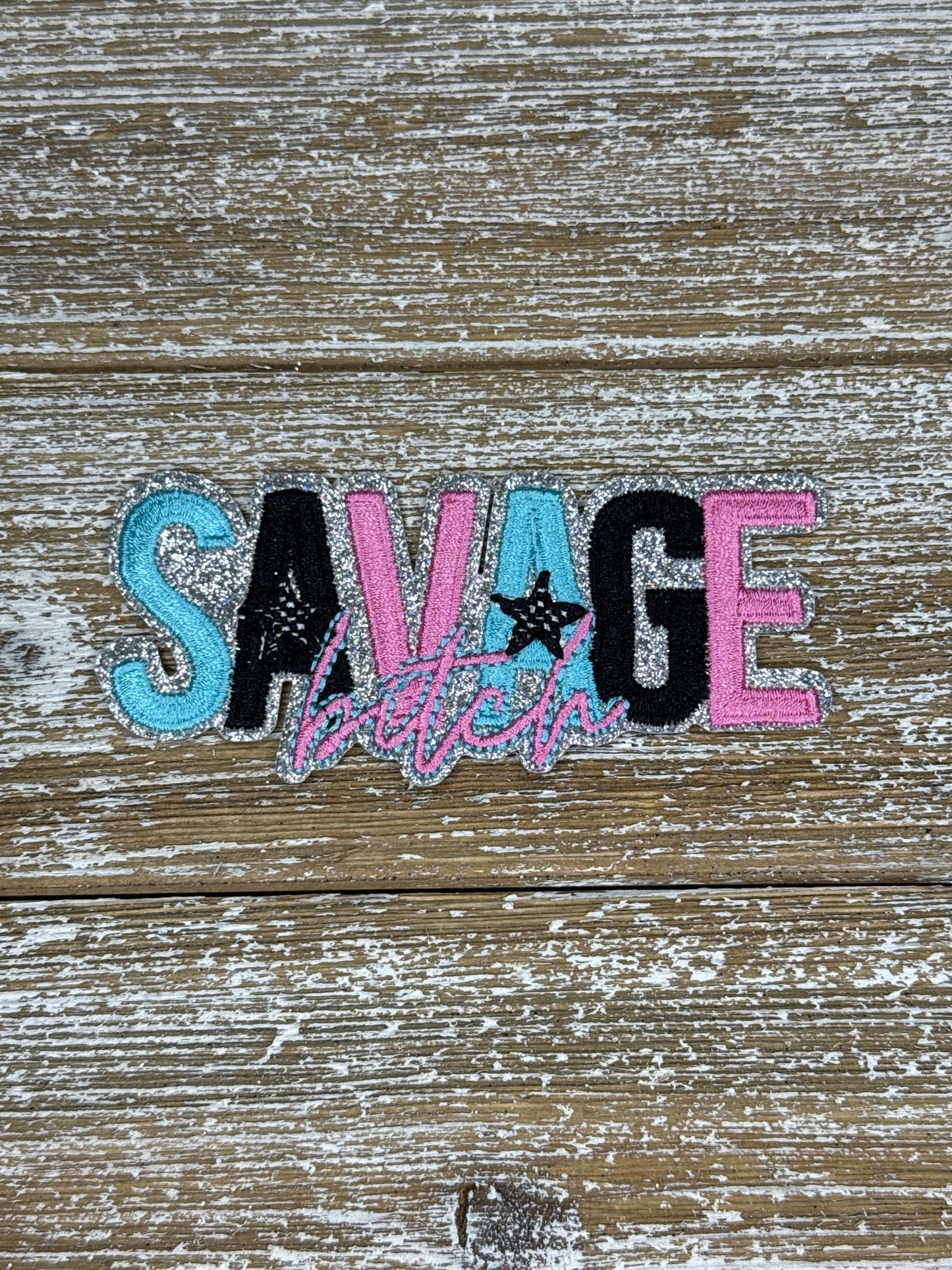 Silver Glitter Savage Bitch