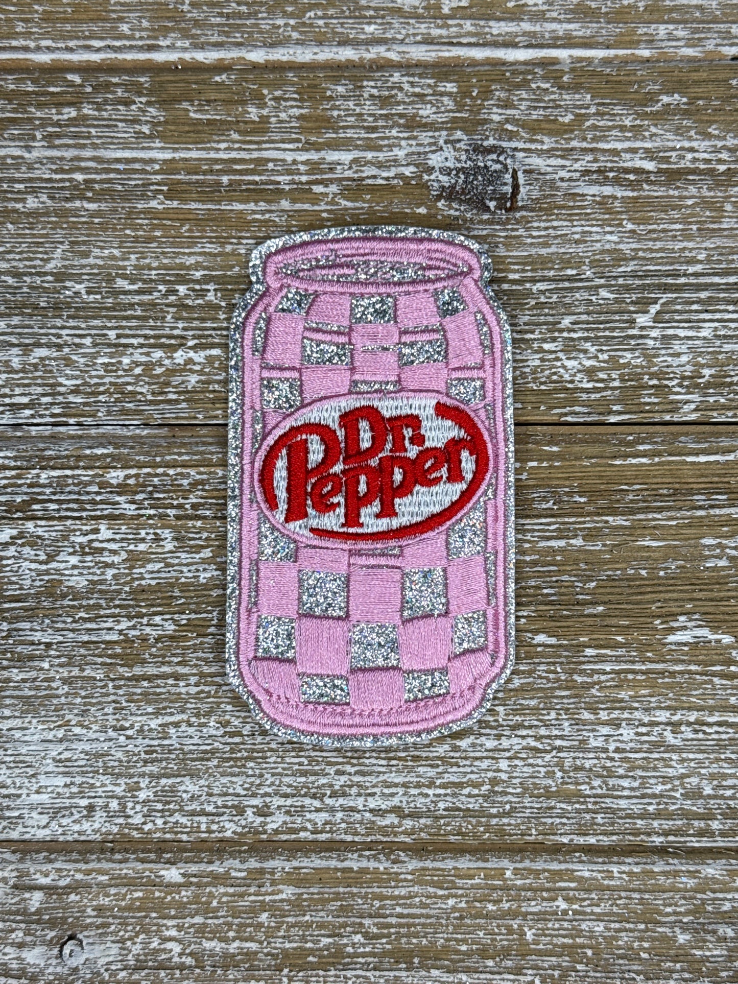 Silver Glitter Checkered Pepper Iron On Patch