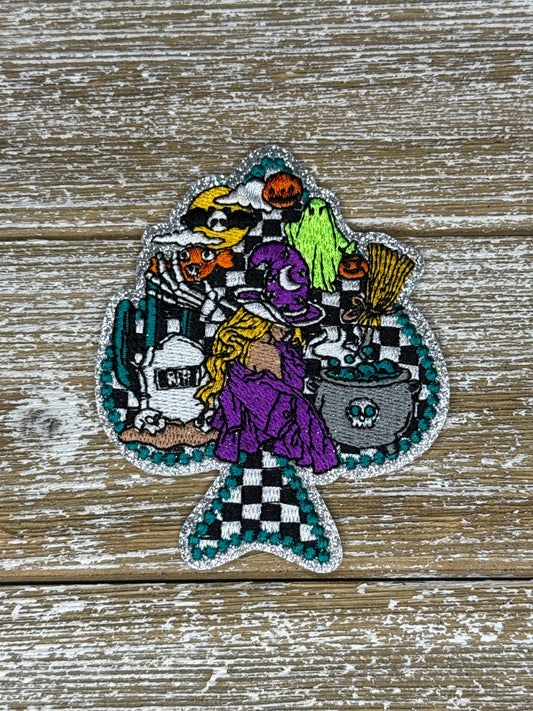 Silver Glitter Spade Spooky Girl