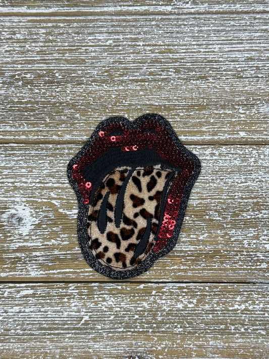 Sequin Lip and Fuzzy Leopard Tongue