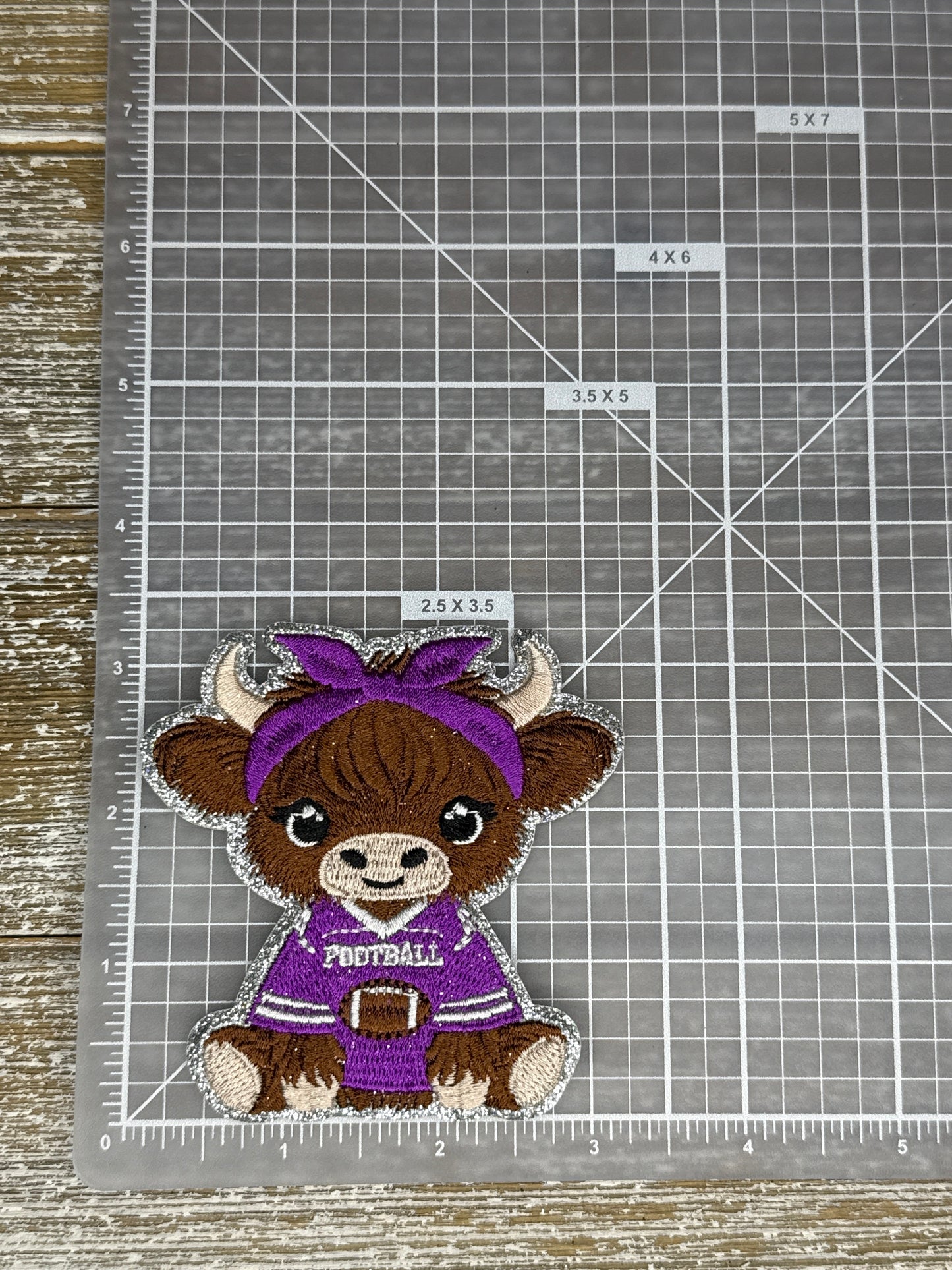 Silver Glitter Football Highland Cow