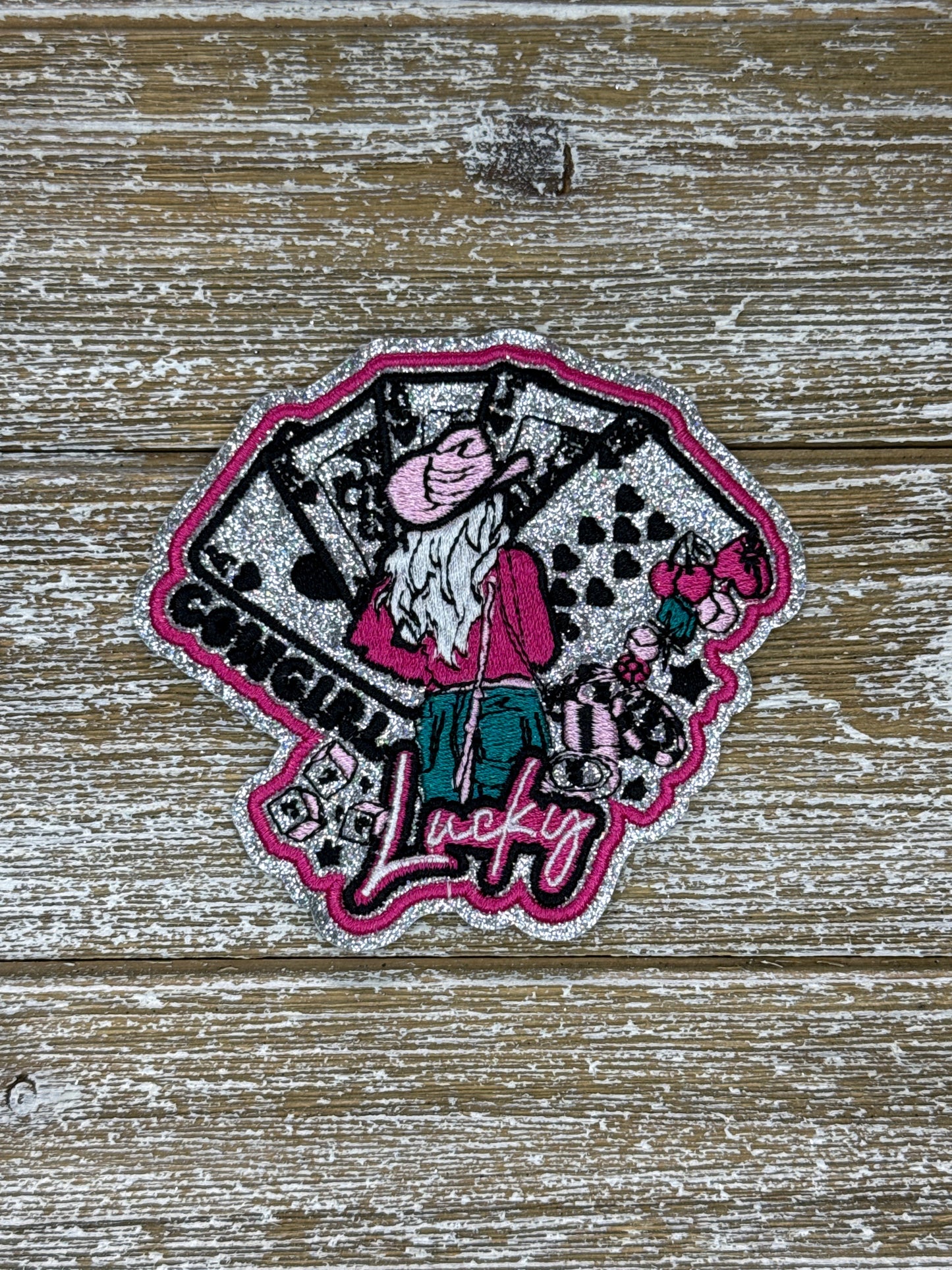 Silver Glitter Lucky Cowgirl