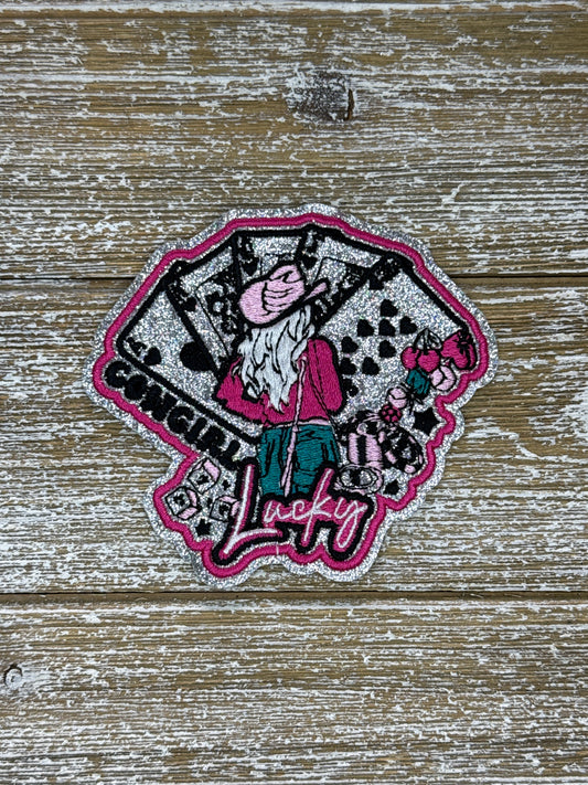 Silver Glitter Lucky Cowgirl