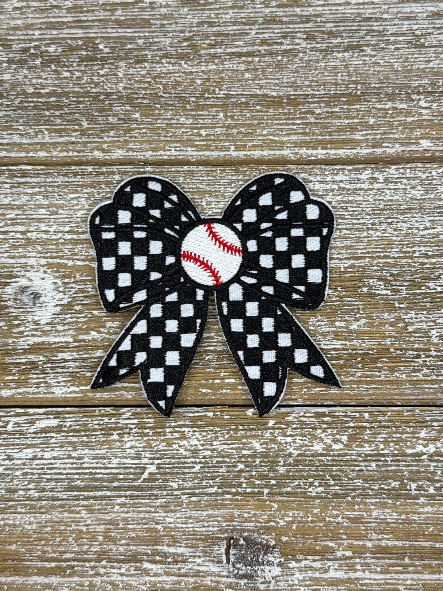 Baseball Checkered Bow