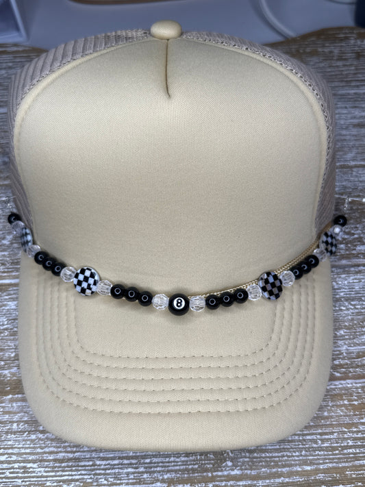Custom 8 Ball and Checkered Hat Chain