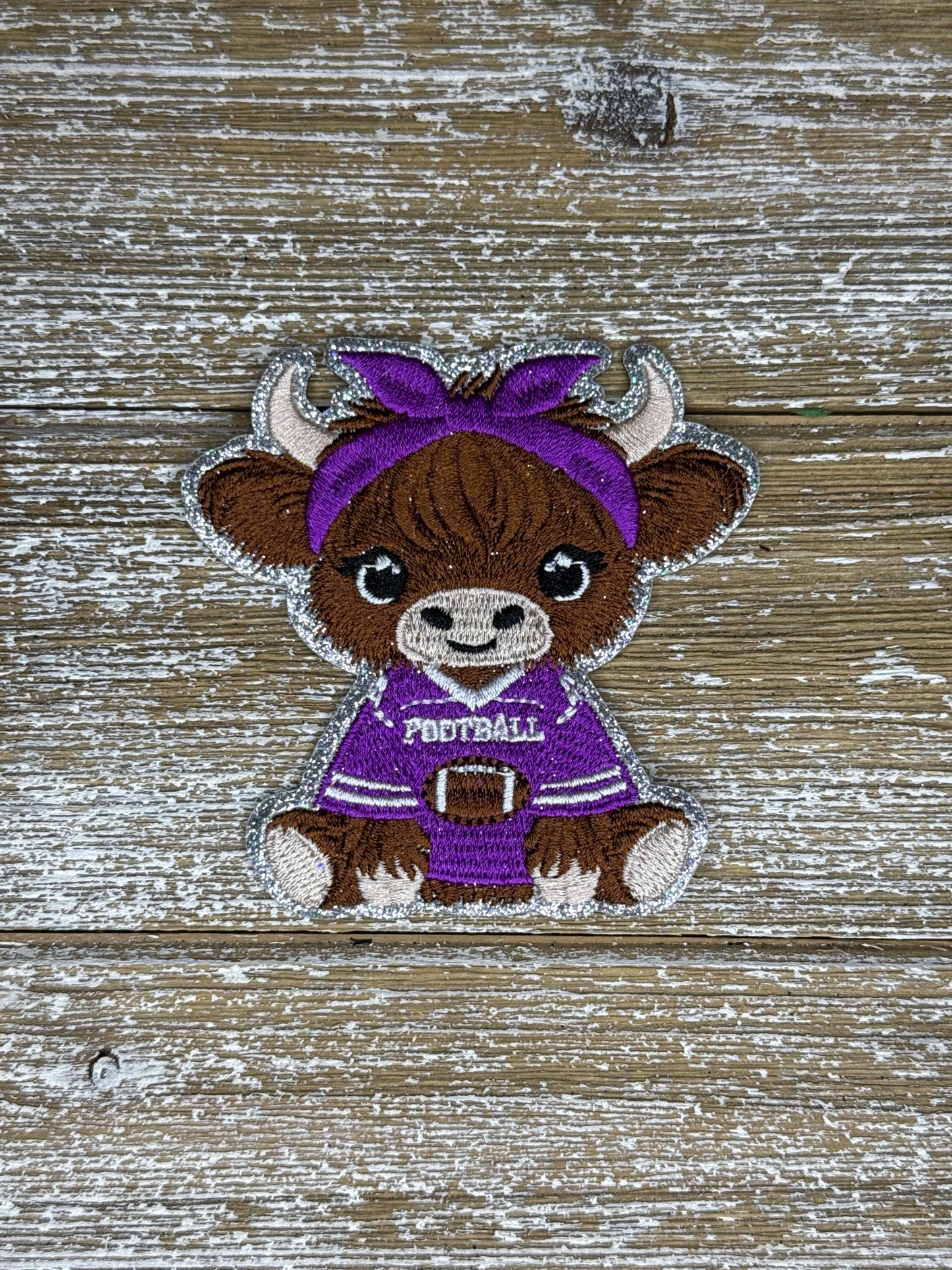 Silver Glitter Football Highland Cow
