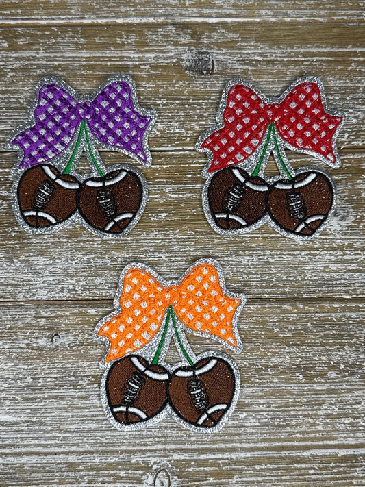 Silver Glitter Plaid Football Cherries