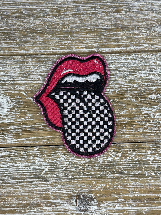 Pink Glitter Checkered Tongue