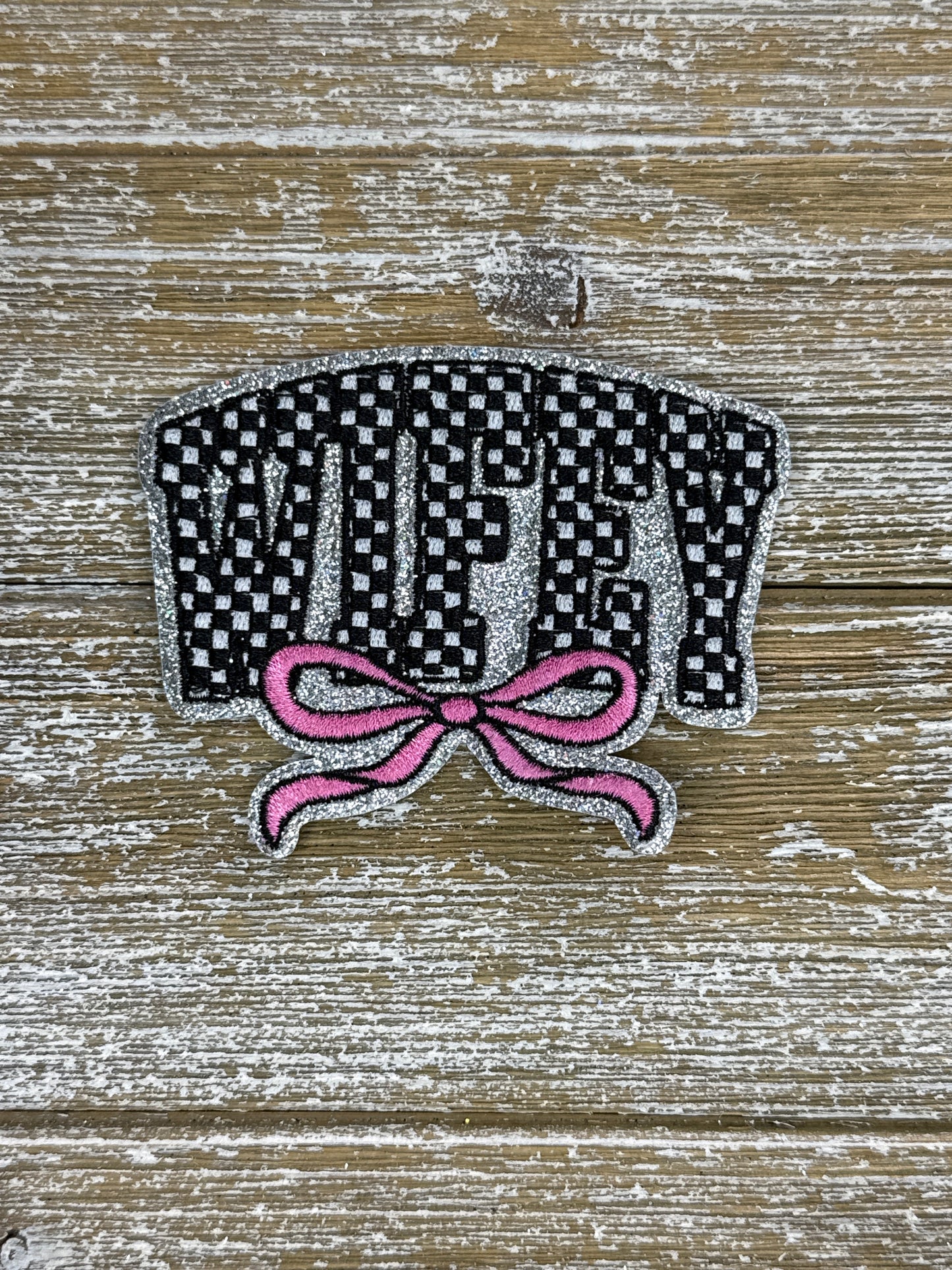 Silver Glitter Checkered Wifey