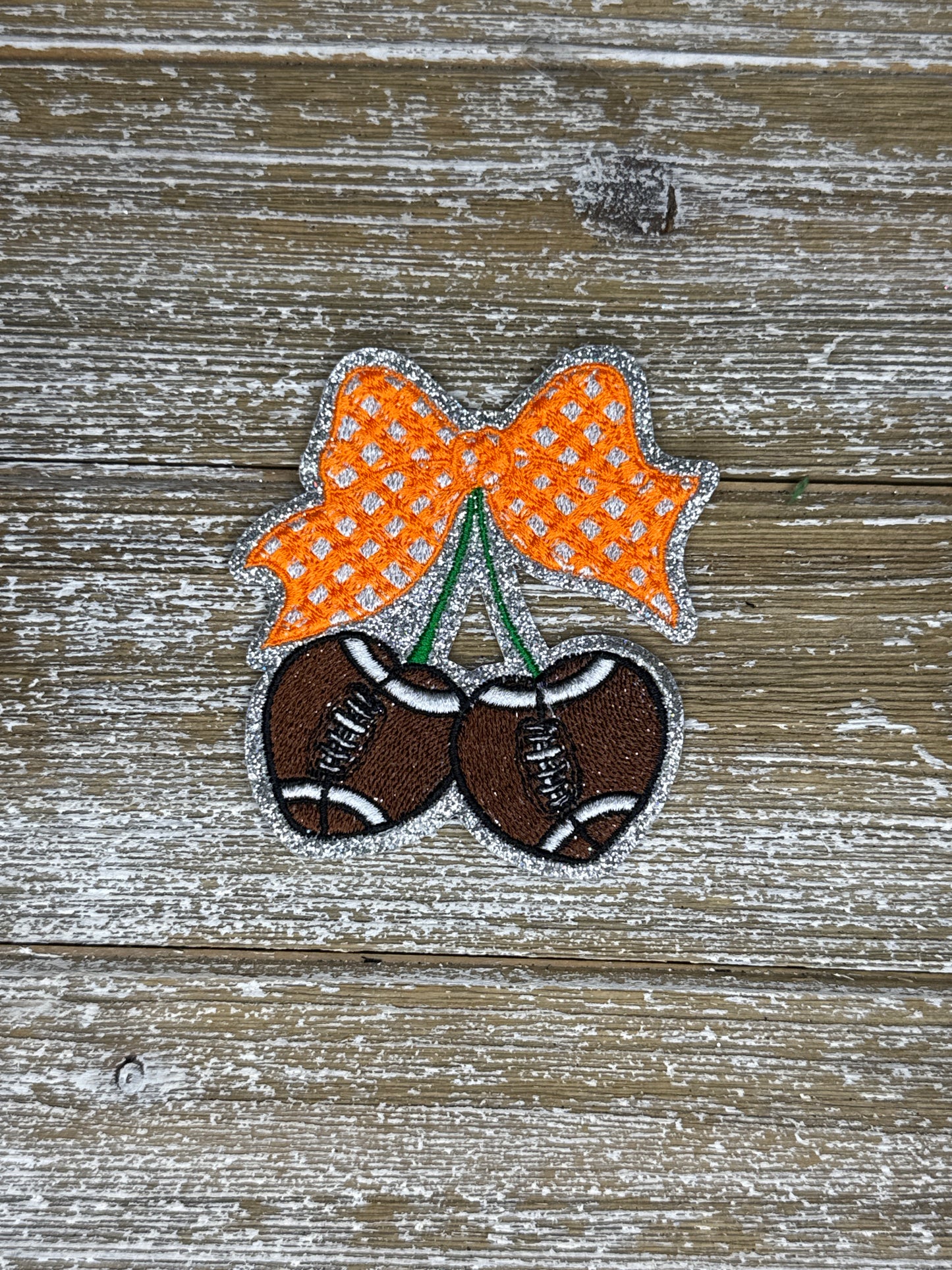 Silver Glitter Plaid Football Cherries