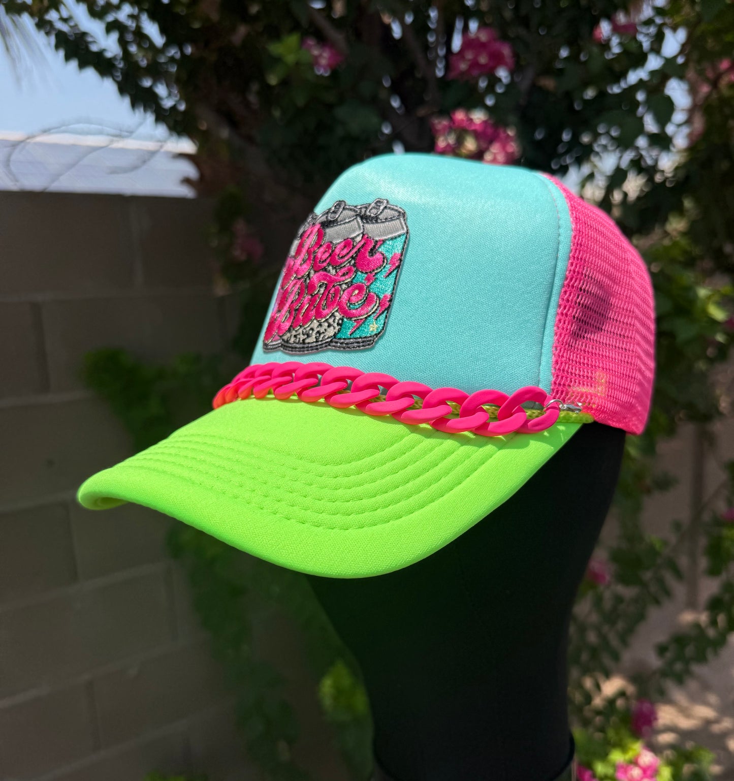 Neon Color Beer Babe Patch Hat